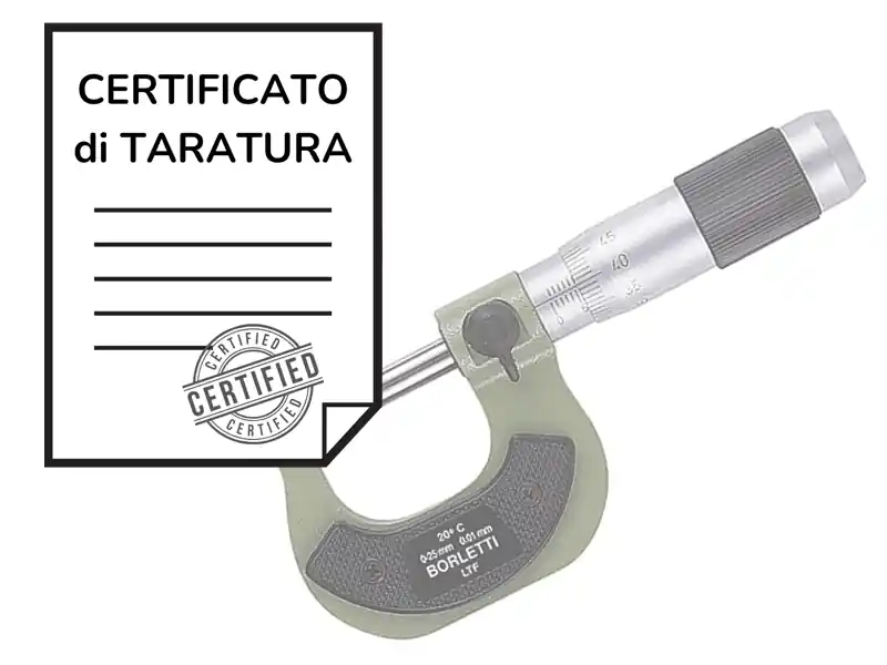 Certificato di taratura ACCREDIA micrometri per esterni analogici 0-25mm Consegna Rapida