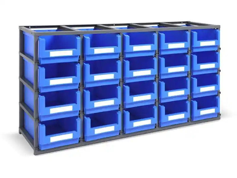 Pagamento Sicuro Scaffalatura monoblocco Fami Domino 1765x500x885mm con 20 contenitori Picking Box Classic