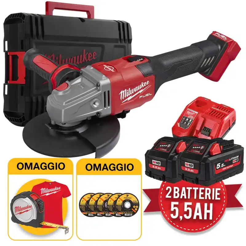 Soddisfatti O Rimborsati Milwaukee FHSAG125XB-552X - Smerigliatrice angolare a batteria Fuel, 2 x 5,5 Ah