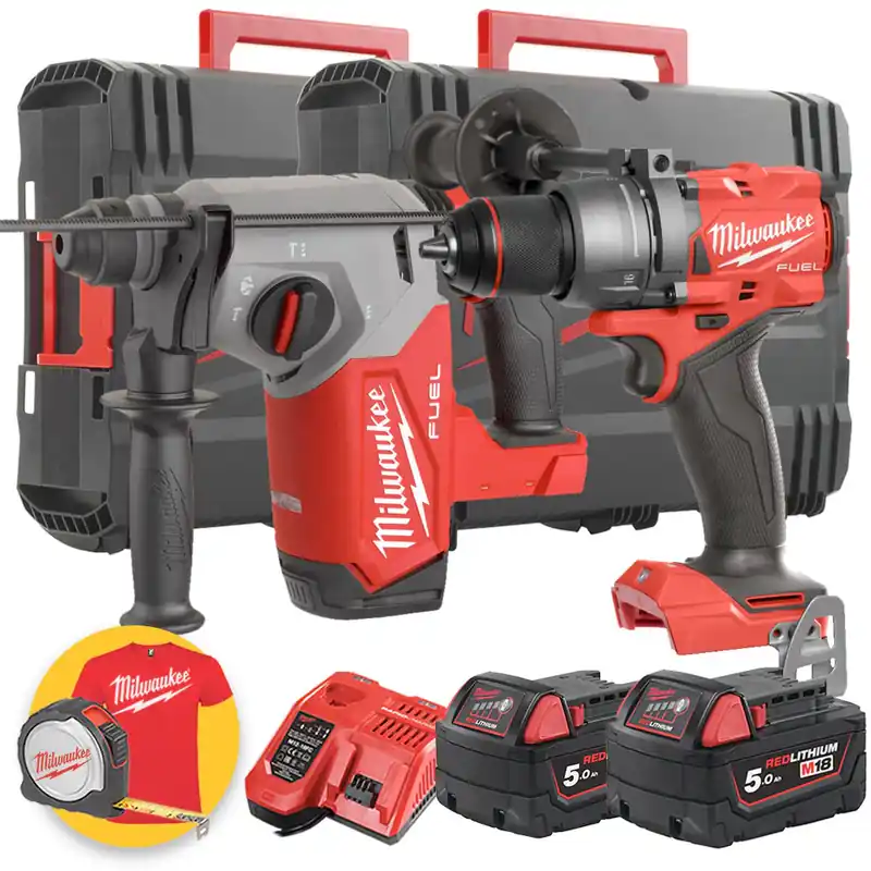 Kit Utensili Milwaukee M18 Fuel - Trapano avvitatore M18FPD3 + Tassellatore M18FH Spedizione Espresso