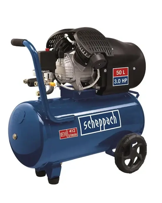 Scheppach HC52DC - Compressore aria 50lt lubrificato portatile bicilindrico V - 8bar Prezzo Scontato