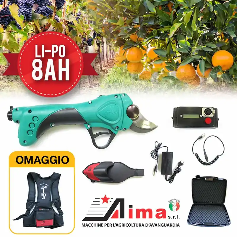 Aima HF 35 - Forbici elettriche da potatura a batteria Li-Po da 8 Ah PROFESSIONALI Prezzo Conveniente