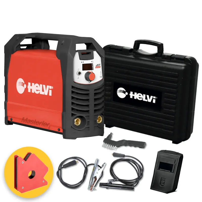 Compra Online Helvi JET 200 - Saldatrice inverter a elettrodo MMA e TIG - 200 A con accessori e valigetta