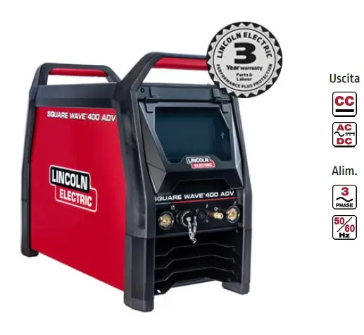 Reso Gratuito Lincoln K14412-1 SQUARE WAVE 400 ADV , GENERATORE PER SALDATURA IN TIG , 400V , 400A , SOLO CORPO