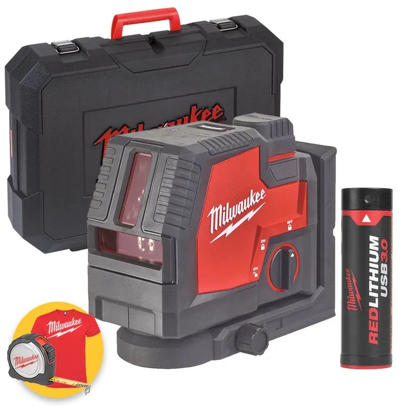 Compra Adesso Milwaukee L4 CLL-301C - Livella laser verde ricaricabile USB a due linee