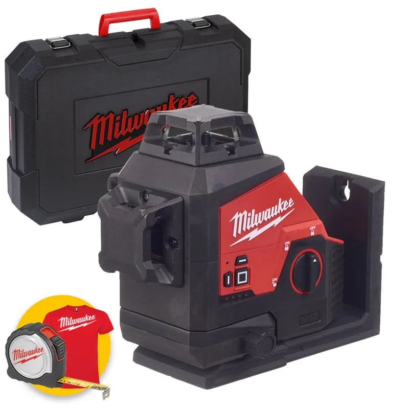 Milwaukee M12 3PL-0C - Livella laser verde a batteria 3 linee 360‘ - solo corpo in valigetta Pagamento Sicuro