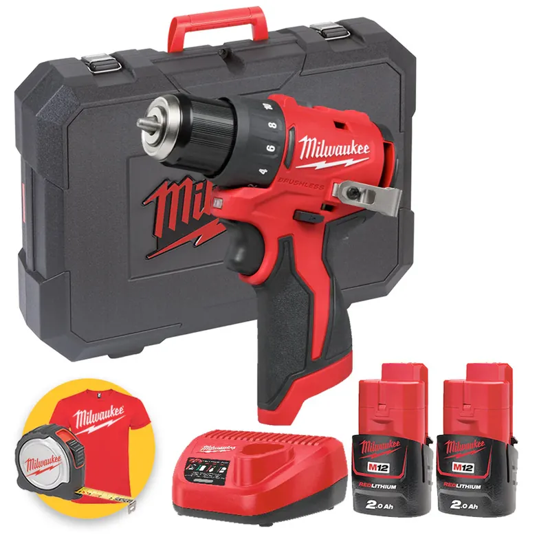 Non Perdere Milwaukee M12 BLDDRC-202C - Trapano avvitatore a batteria 12V - 2 batterie da 2Ah
