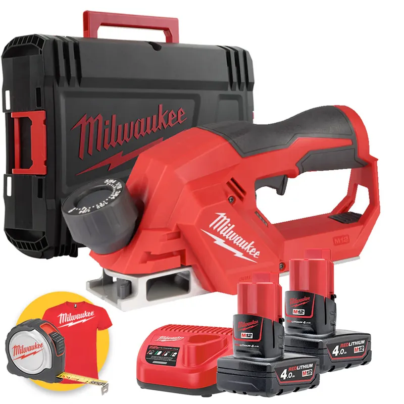 Subito Disponibile Milwaukee M12 BLP-402X - Pialla a batteria 12V per legno con motore brushless - 2 x 4Ah