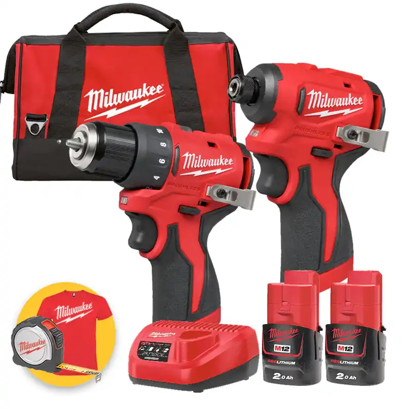 Milwaukee M12 BLPP2D-202B kit 12V - Trapano avvitatore BLDDRC + Avvitatore a impulsi BLIDRC - 2 x 2Ah Spedizione Espresso