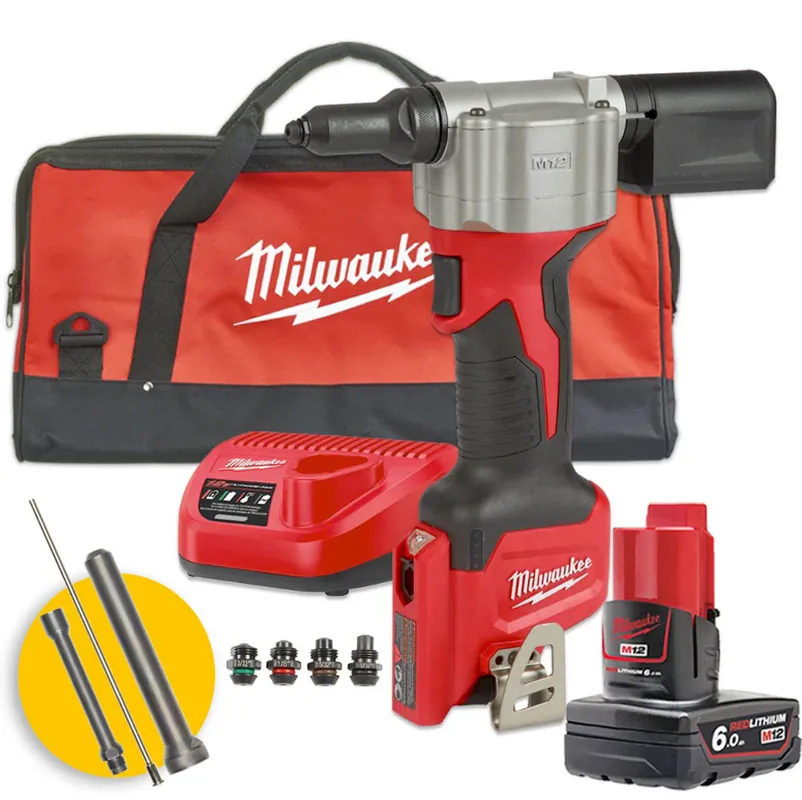 Più Venduto Milwaukee M12 BPRT-601B - Rivettatrice a batteria 12V - 1 batteria da 6Ah in borsone