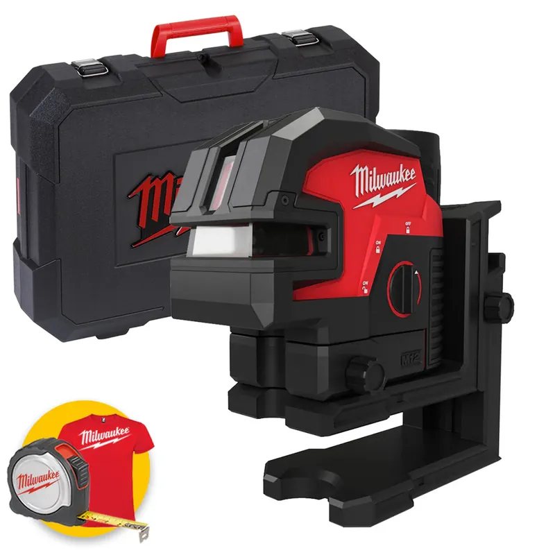 Novità Milwaukee M12 CLL4P-0C - Livella laser con raggio verde a 2 linee con 4 punti piombo - solo corpo