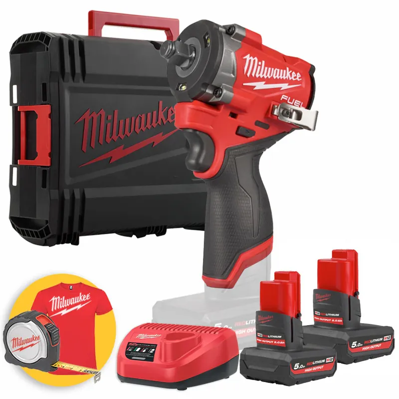 Subito Disponibile Milwaukee M12 FCIWF12G3-502X - Avvitatore a impulsi compatto a batteria 12V attacco da 1/2" - 2 batterie da 5Ah