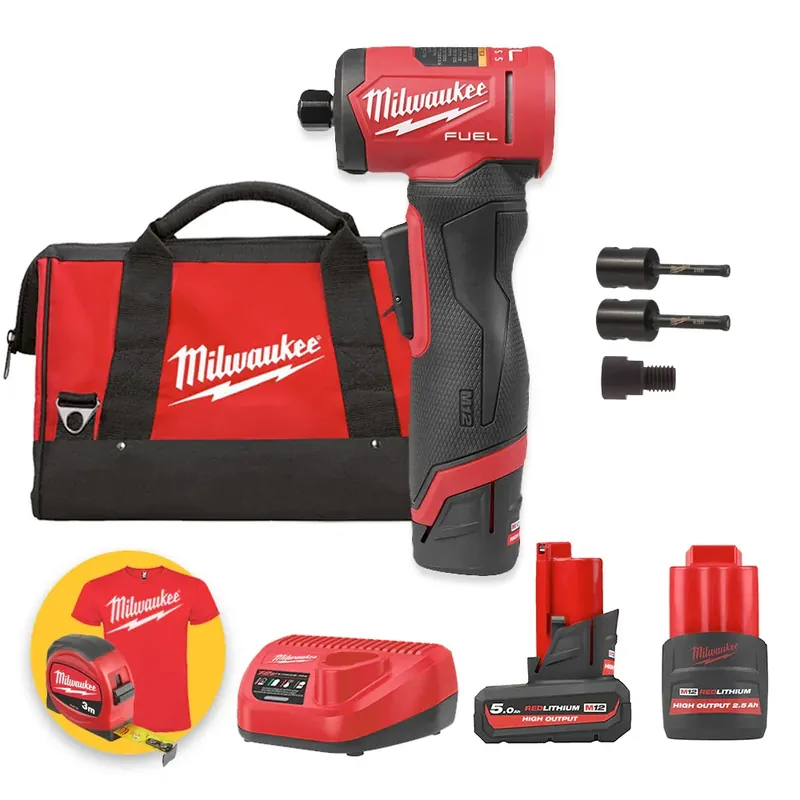 Più Venduto Milwaukee M12 FDGA2-522BA - Mini smerigliatrice angolare 12V FUEL con kit frese - 2,5Ah + 5Ah High Power
