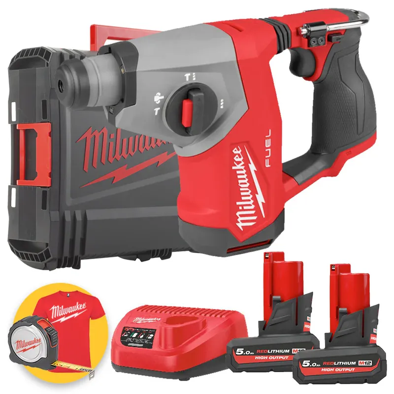 Pagamento Sicuro Milwaukee M12 FHAC16-502X - Tassellatore compatto SDS-Plus a batteria 12V - 2 x 5Ah
