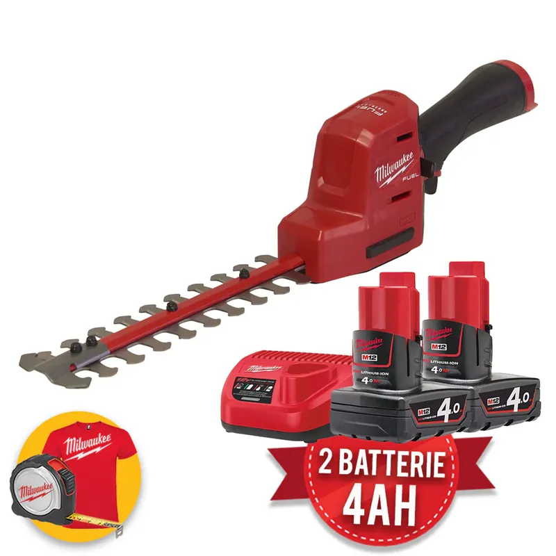 Milwaukee M12 FHT20-402 -Tagliasiepi compatto a batteria 12V, taglio 20 cm Esclusivo