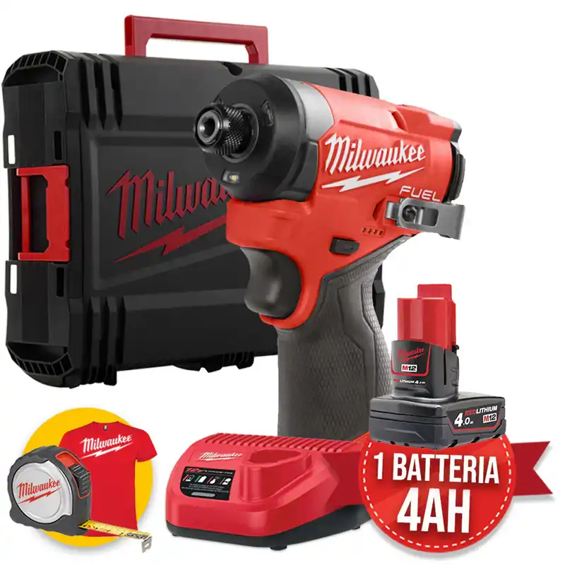 Milwaukee M12 FID2-401X - Avvitatore ad impulsi compatto attacco ¼ HEX Fuel - 1 batteria 4Ah Nuovo Arrivo