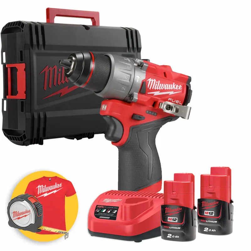 Nuovo Arrivo Milwaukee M12 FPD2-202X - Trapano avvitatore a batteria 12V con percussione - 2 x 2Ah