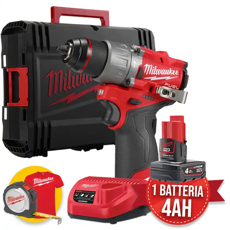 Milwaukee M12 FPD2-401X - Trapano avvitatore con percussione Fuel - 1 batteria da 4Ah Soddisfatti O Rimborsati