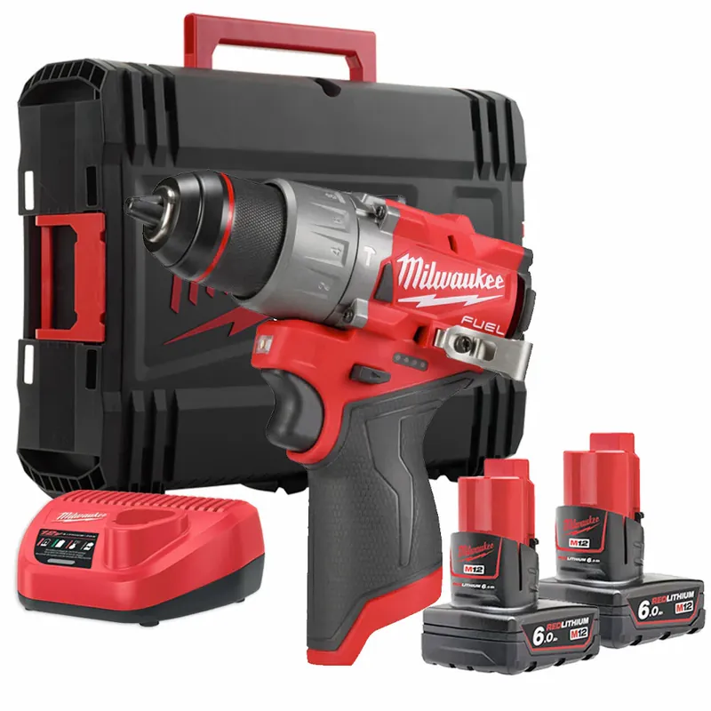 Milwaukee M12 FPD2-602X - Trapano avvitatore con percussione Fuel - 2 x 6Ah Pagamento Sicuro