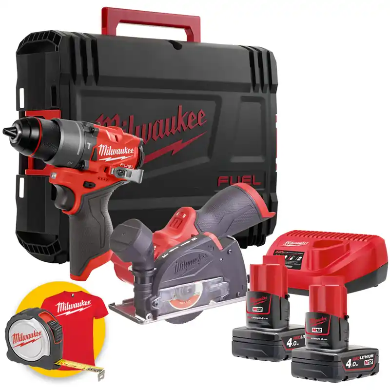 Milwaukee M12 FPP2G2-402X - Trapano M12 FPD2 + Mini smerigliatrice M12 FCOT - 2 batterie da 4Ah Subito Disponibile