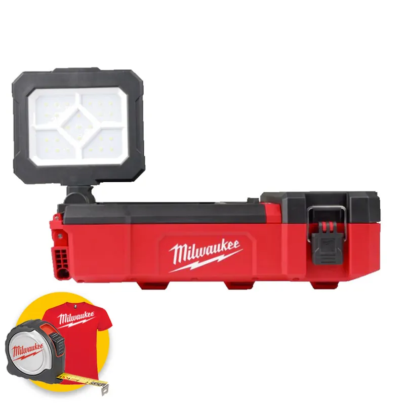 Professionale Milwaukee M12 POAL-0 - Faretto led a batteria 12V Packout con portautensili e minuteria