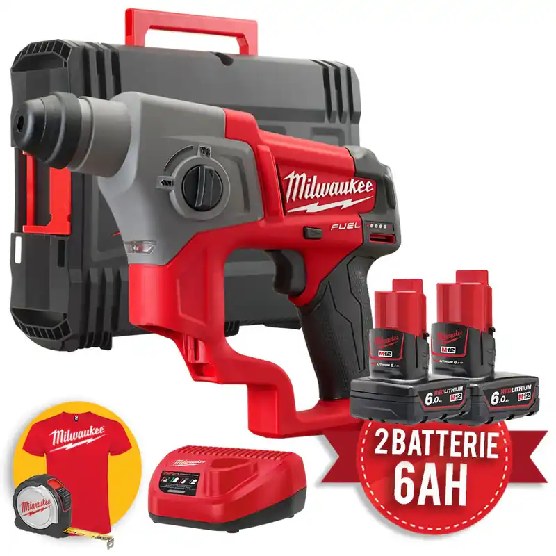 Milwaukee M12 CH-602X Trapano tassellatore SDS M12CH 12V - 2 Batterie 6Ah Solo Oggi