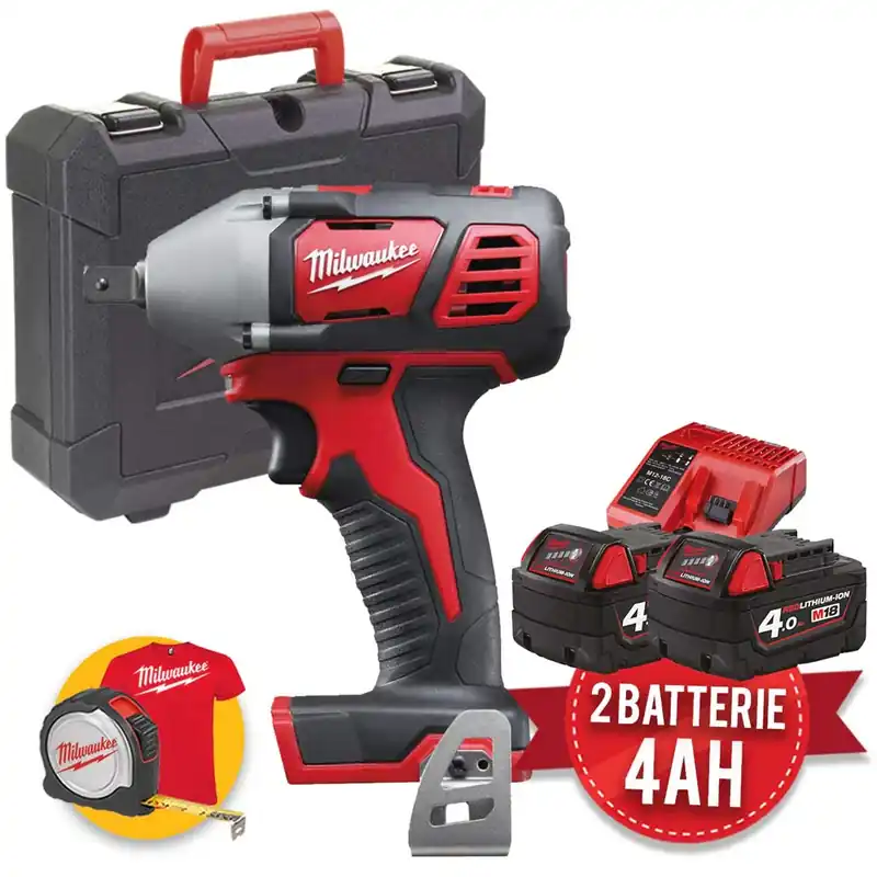 Reso Gratuito Milwaukee M18 BIW12-402 - Avvitatore a impulsi compatto 18 Volt 1/2" , 2 x 4,0Ah