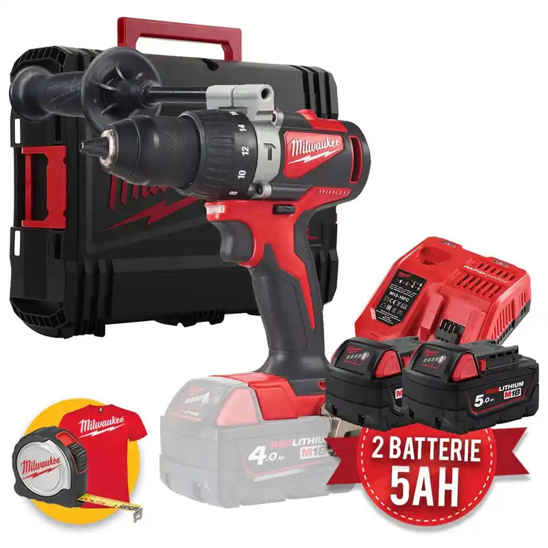 Milwaukee M18 BLPD2-502X - Trapano a percussione 18 Volt - 2 x 5,0Ah in valigetta HeavyDuty Spedito Oggi