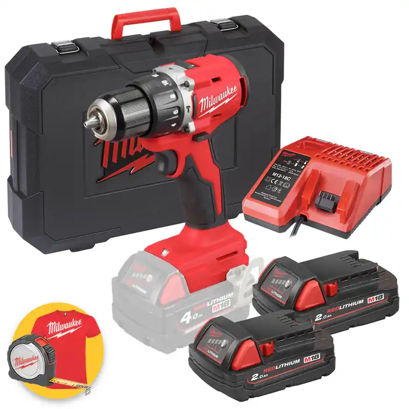 Milwaukee M18 BLPDRC-202C - Trapano avvitatore a percussione a batteria 18V - 2 x 2Ah Direttamente Dal Produttore