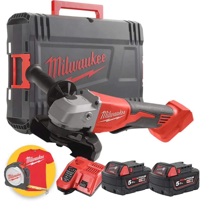 Milwaukee M18 BLSAG125XPD-502X - Smerigliatrice angolare a batteria M18 brushless, interruttore a paletta - 2 x 5Ah Quantità Limitata