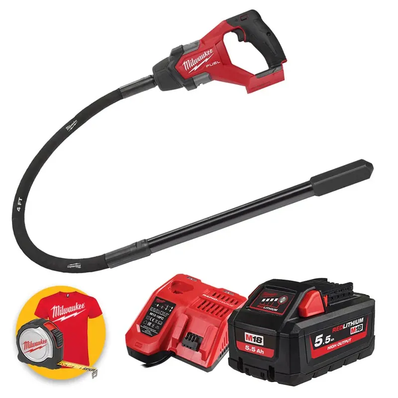 Promozione Esclusiva Milwaukee M18 FCVN12-551 - Vibratore per calcestruzzo a batteria con ago da 1,2 M