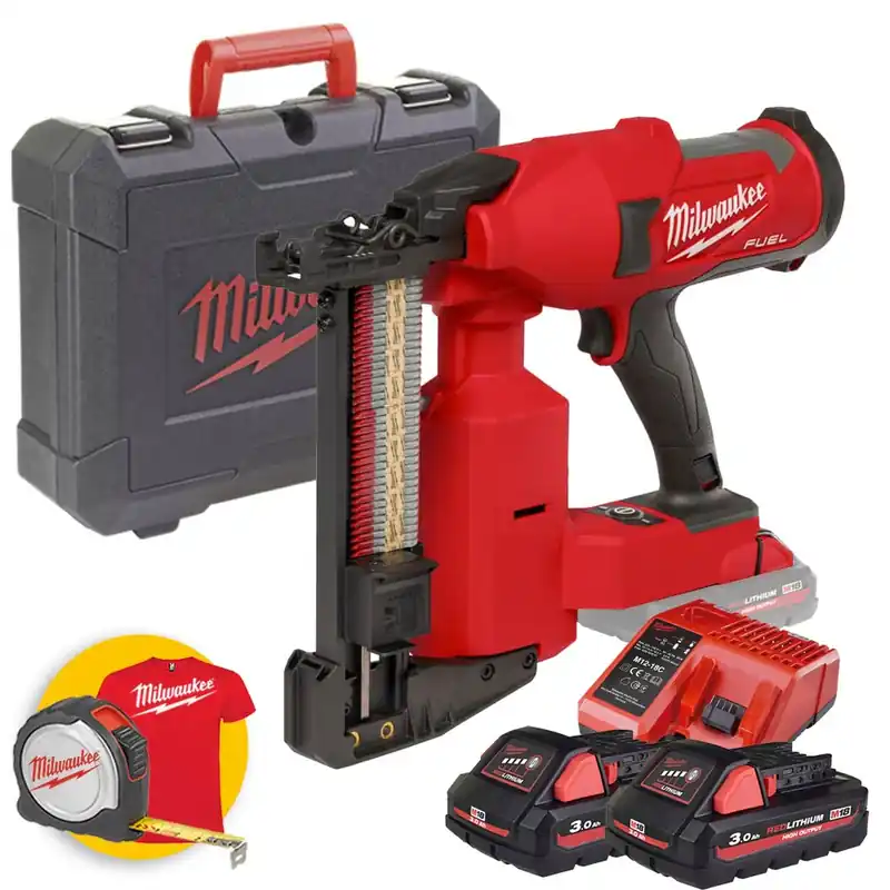 Compra Online Milwaukee M18 FFUS-302C - Graffatrice a batteria 18V per staccionate, 2 batterie da 3Ah per Cambrette