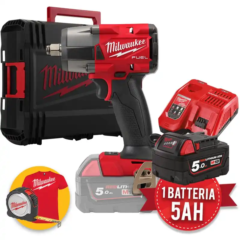 Super Prezzo Milwaukee M18 FMTIW2F12-501X - Avvitatore ad impulsi a batteria 18V Fuel, attacco da 1/2" F, 1 x 5Ah