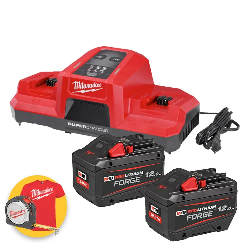 Prezzo Ridotto M18 FORGENRG-122DBSC - Kit batterie e caricabatterie super rapido simultaneo - 2 x 12Ah FORGE