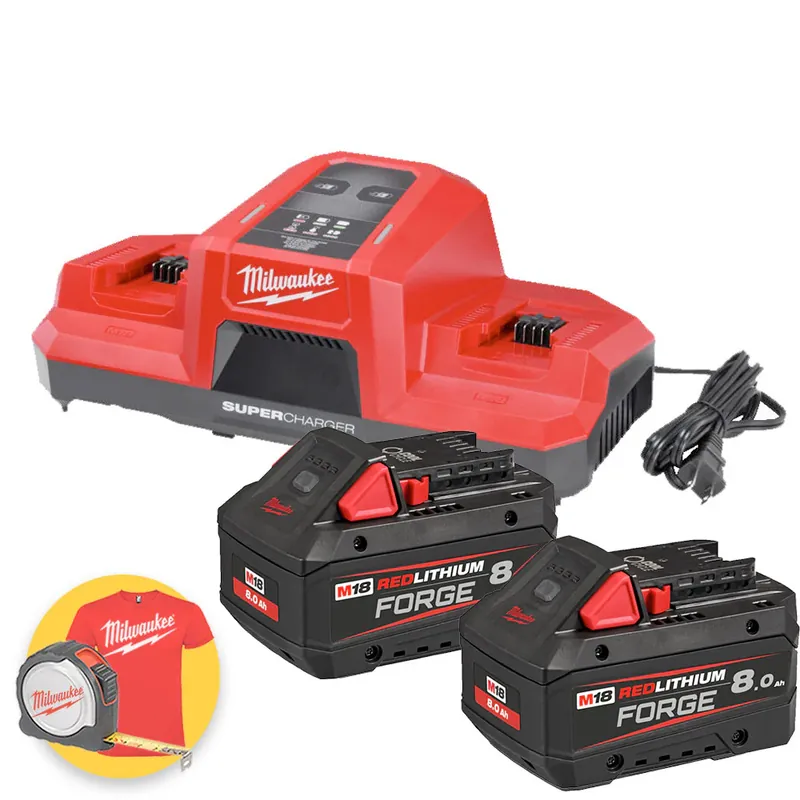 Solo Oggi M18 FORGENRG-802DBSC - Kit batterie e caricabatterie super rapido simultaneo - 2 x 8Ah FORGE