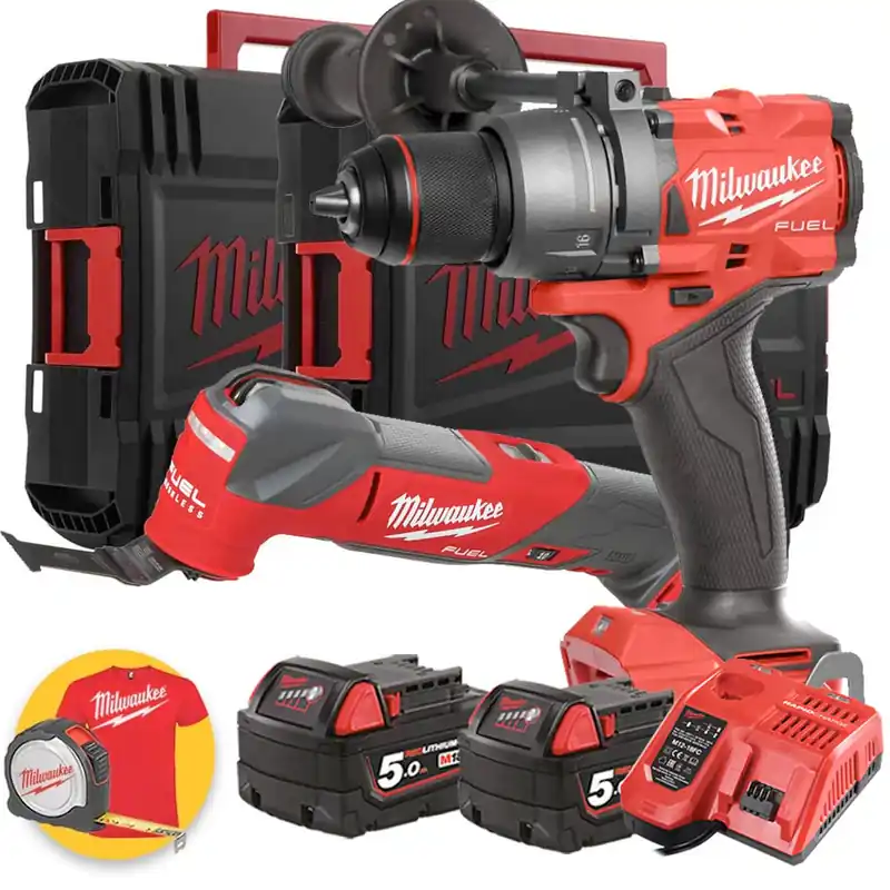 Milwaukee M18 FPD3FMT-502X - Trapano avvitatore a batteria M18 FPD3 + Utensile multifunzione M18 FMT Professionale