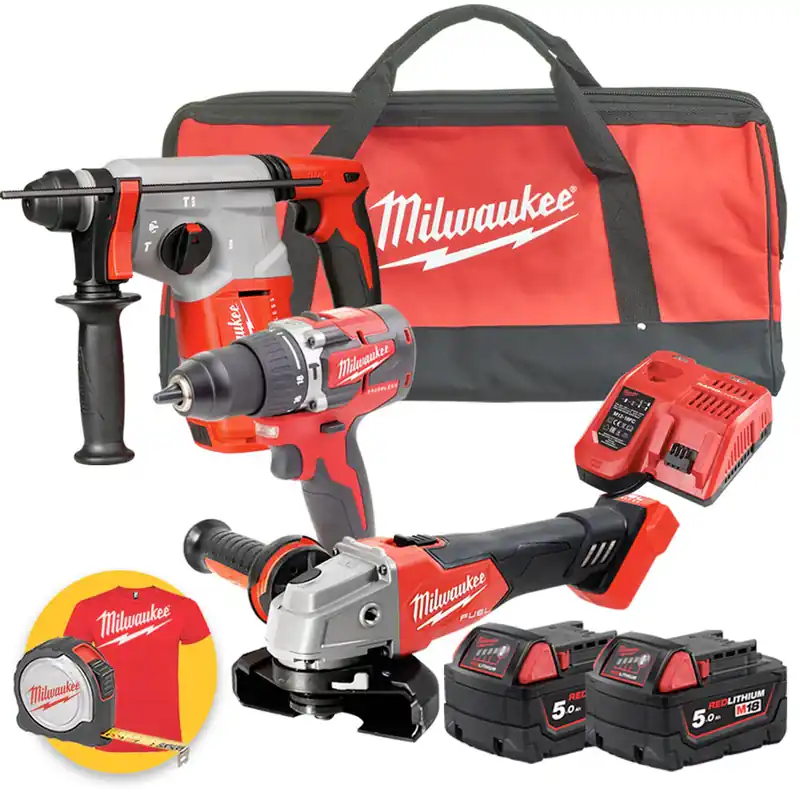 Nuova Collezione Milwaukee M18 FPP3Q-502B - M18 CBLPD trapano a percussione - M18 FSAG125X Smerigliatrice - Tassellatore M18 BLH