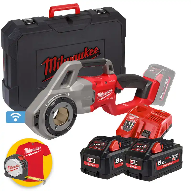 Ultima Occasione Milwaukee M18 FPT114-802C - Filettatrice a batteria 1 1/4" con ONE-KEY - 2 batterie da 8Ah