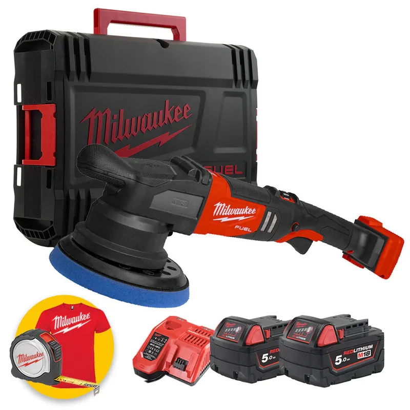 Ultima Occasione Milwaukee M18 FROP21-502X - Lucidatrice rotorbitale a batteria, orbita 21 mm - 2 batterie 5Ah
