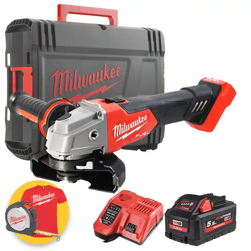 Non Perdere Milwaukee M18 FSAG125X-551X - Smerigliatrice angolare a batteria M18 Fuel - 1 x 5,5 Ah in valigetta