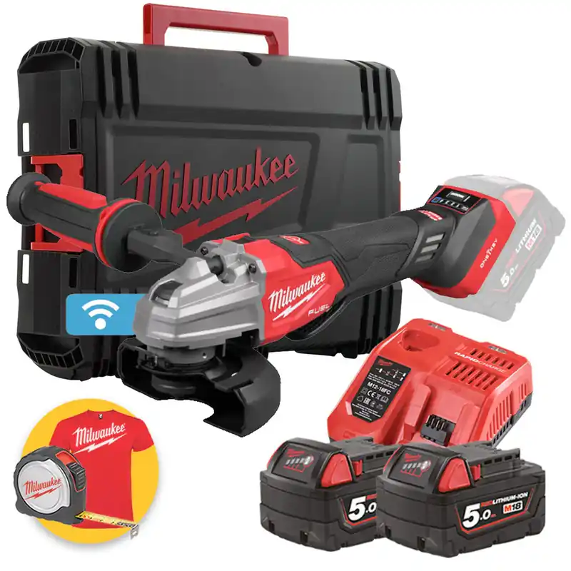 Milwaukee M18 FSAGSVO125X-502X - Smerigliatrice angolare 18V - ONE KEY - doppio interruttore - velocità regolabile Bestseller