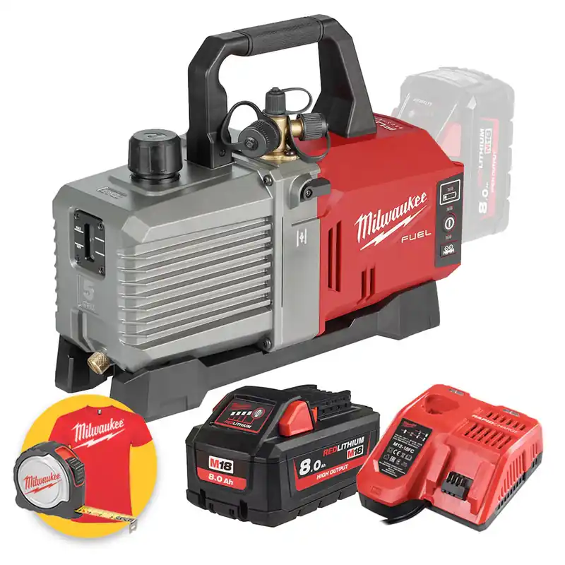 Milwaukee M18 FVP5-801 - Pompa del vuoto a batteria 18V - 142 litri/min - 1 x 8Ah Ultima Occasione