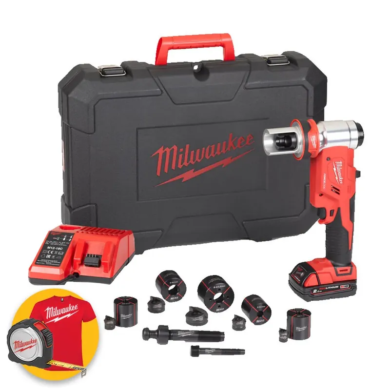 Milwaukee M18 HKP-201CA - Punzonatrice foralamiera a batteria 18V Force Logic, 1 x 2Ah , accessori e valigetta Economico