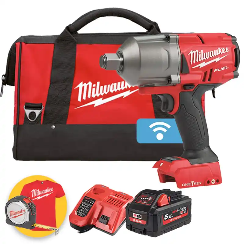 Solo Oggi Milwaukee M18 ONEFHIWF34-551B - Avvitatore a impulsi da 3/4" Fuel ONE-KEY - 1 batteria da 5,5 Ah