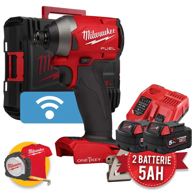Milwaukee M18 ONEID2-502X - Avvitatore a impulsi a batteria 18 Volt 1/4" FUEL ONE KEY - 2 x 5Ah Offerta