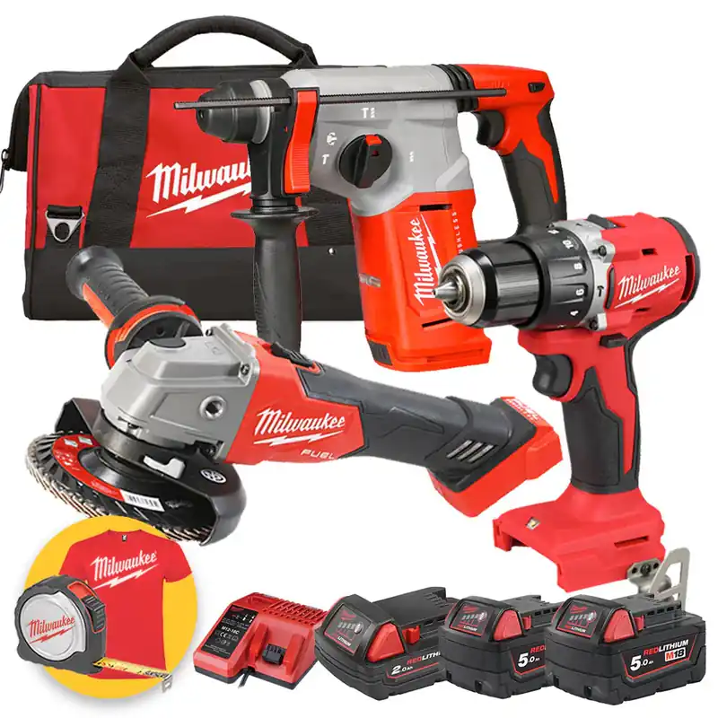 Kit Milwaukee 18V M18 PPA3-512 - M18 BLPDRC trapano a percussione - M18 FSAG125X Smerigliatrice - Tassellatore M18 BLH Prezzo Di Fabbrica
