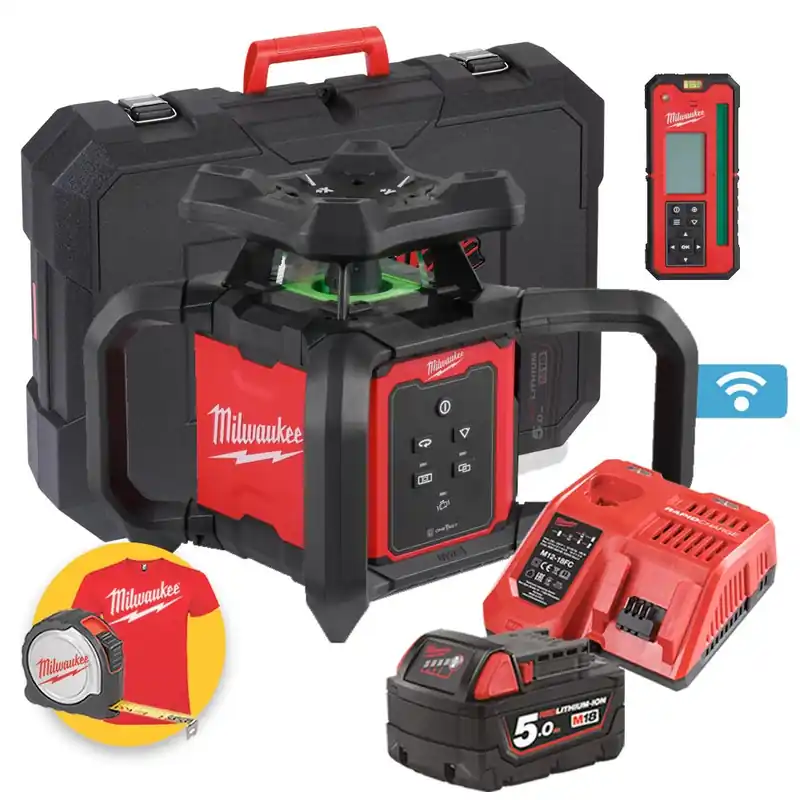 Milwaukee M18 RLOHVG300-501C - Livella laser 18V rotante 300 metri raggio orizzontale/verticale verde Consegna Rapida