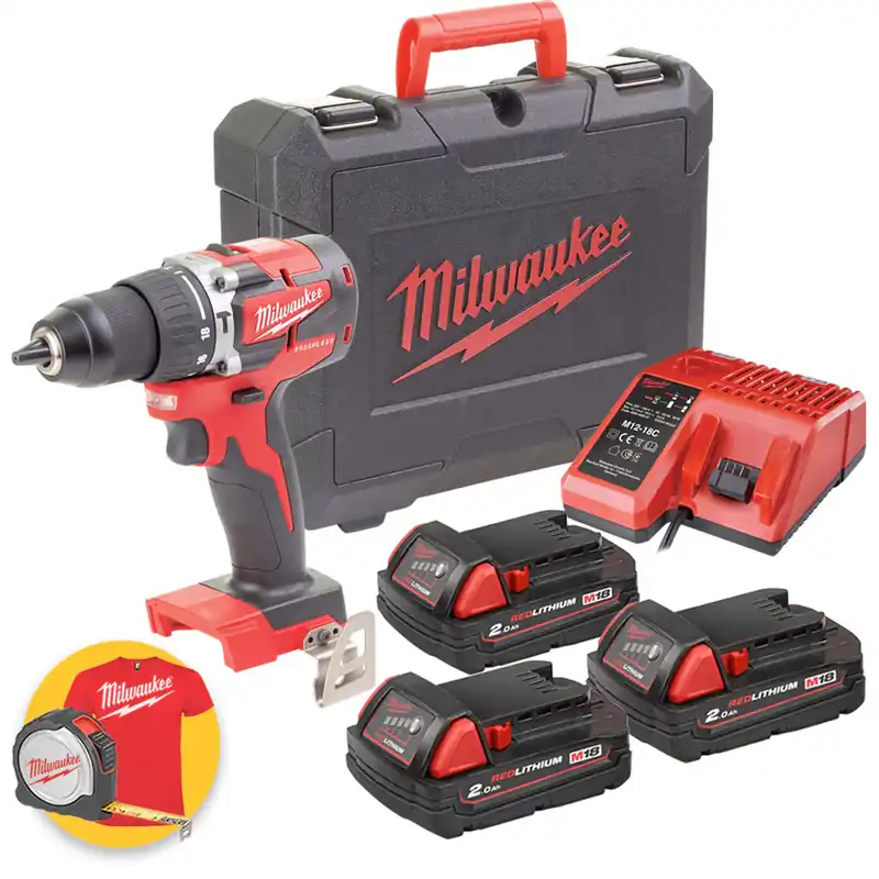 Milwaukee M18 CBLPD-203C - Trapano avvitatore 18V a percussione brushless - 3 x 2Ah Affare