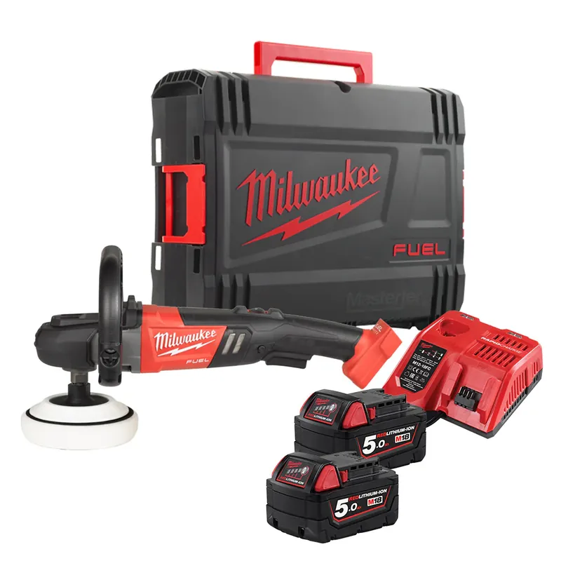 Promozione Milwaukee M18 FAP180-502X - Lucidatrice a batteria Fuel, 2 batterie da 5Ah e valigetta Heavy Duty