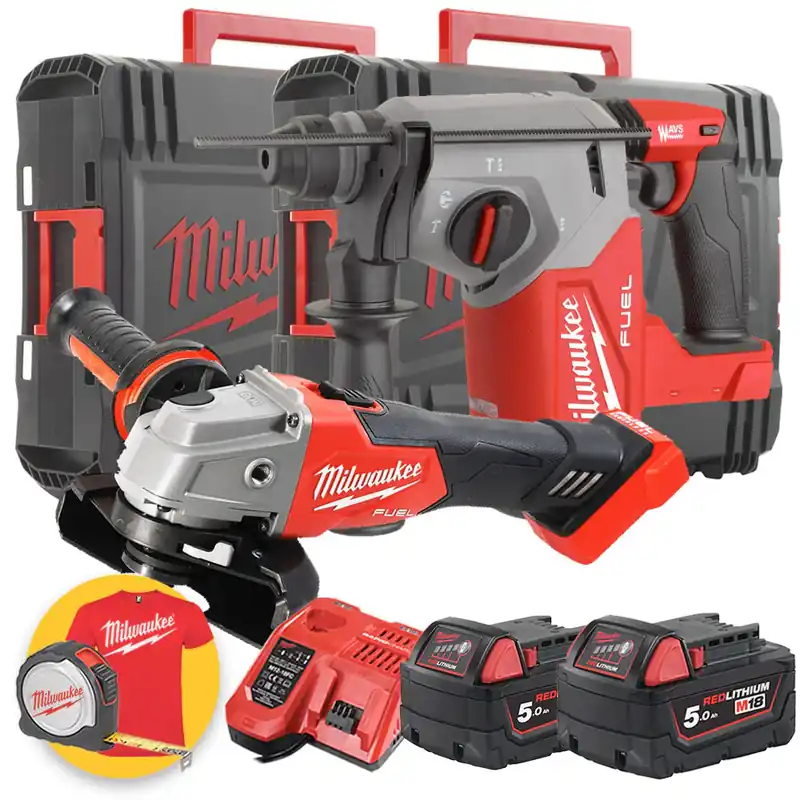 Prezzo Basso Milwaukee kit utensili a batteria M18 - Tassellatore a batteria M18 FH + Smerigliatrice FSAG125X